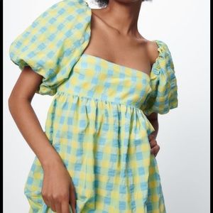 Zara Green Plaid Midi Dress